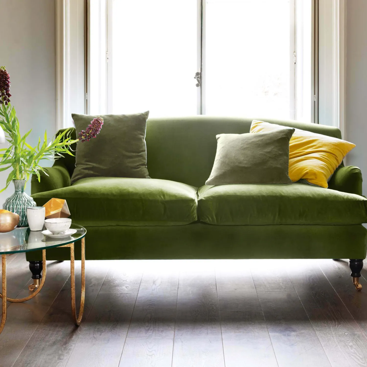 Graham & Green Doze Forest Green Velvet Sofa