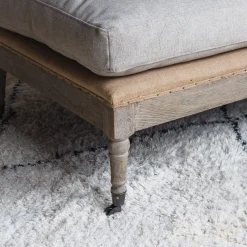 Graham & Green Duke Natural Linen Ottoman