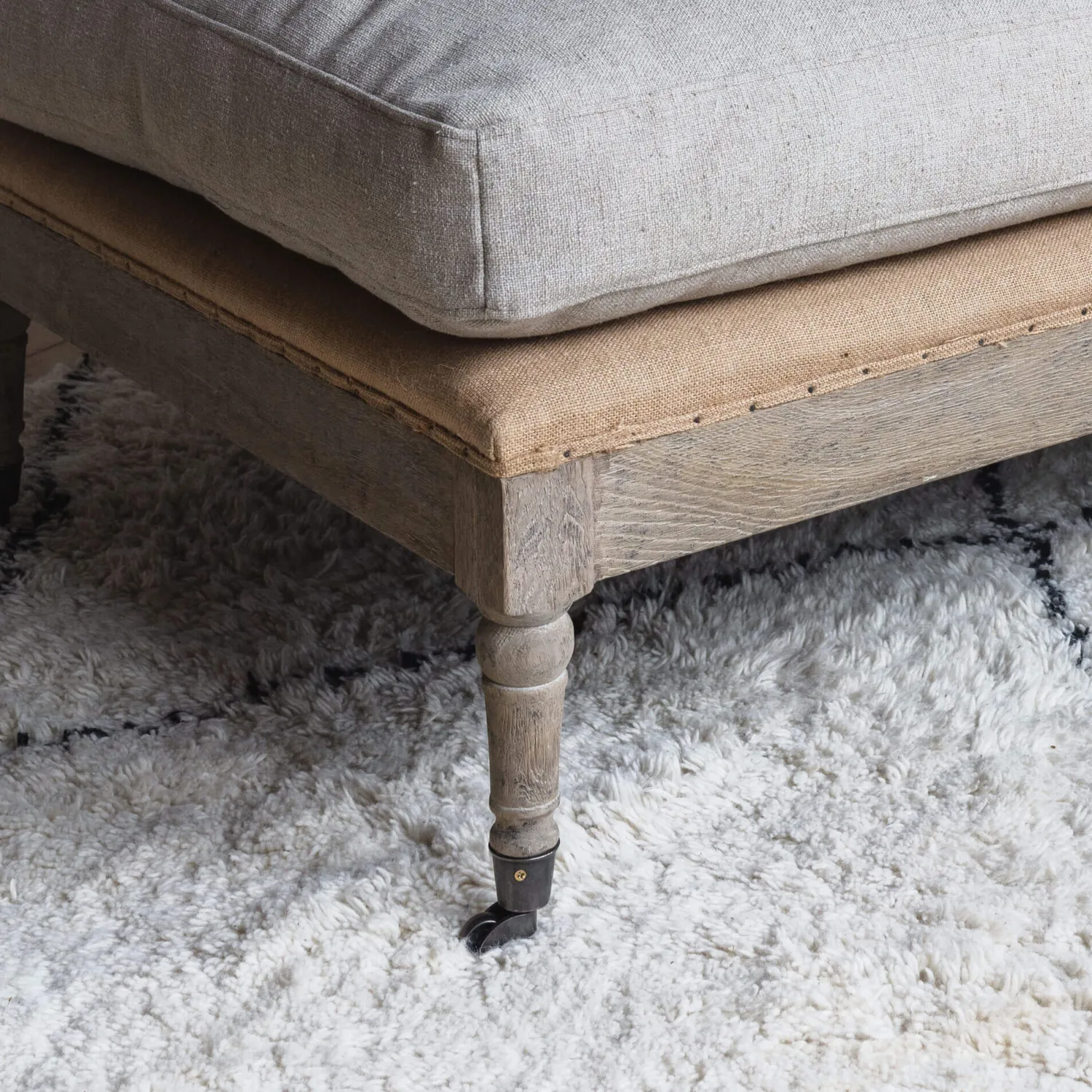 Graham & Green Duke Natural Linen Ottoman