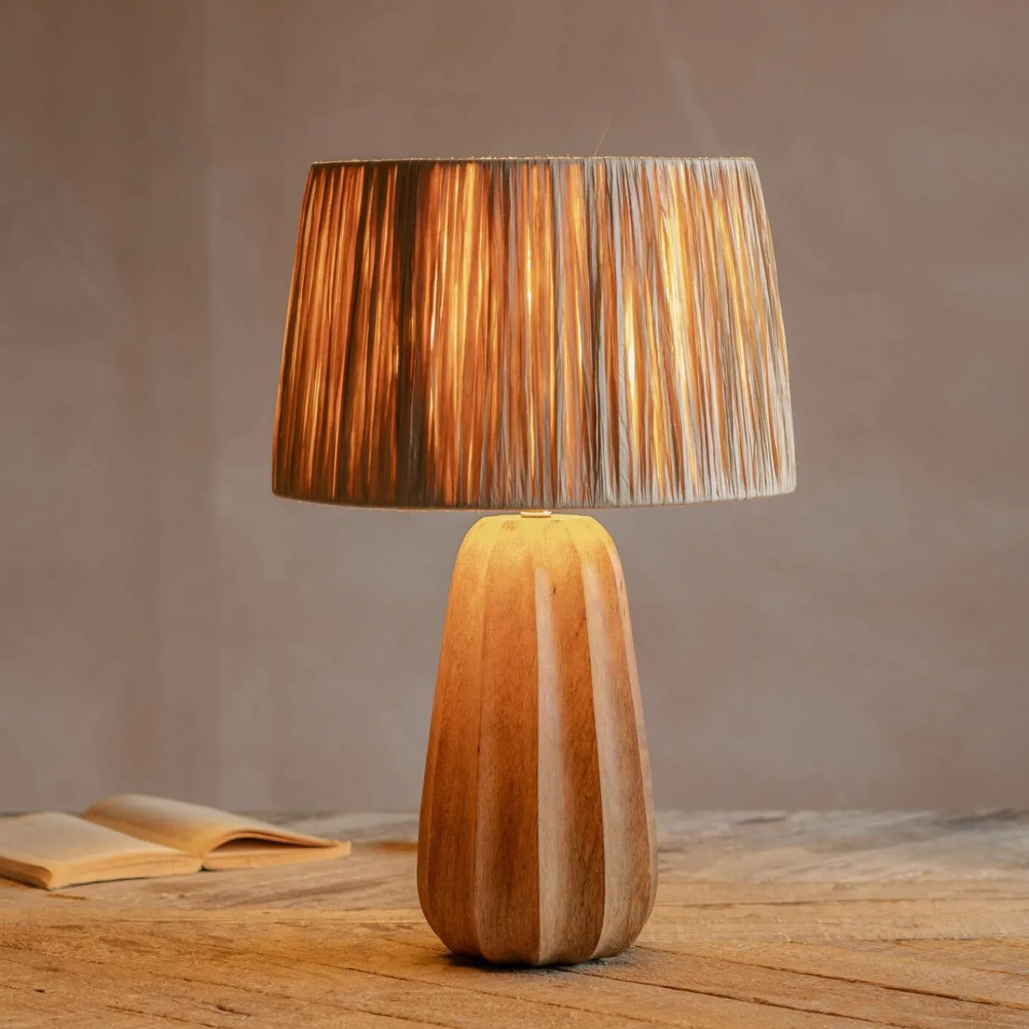 Graham & Green Duncombe Natural Wooden Table Lamp
