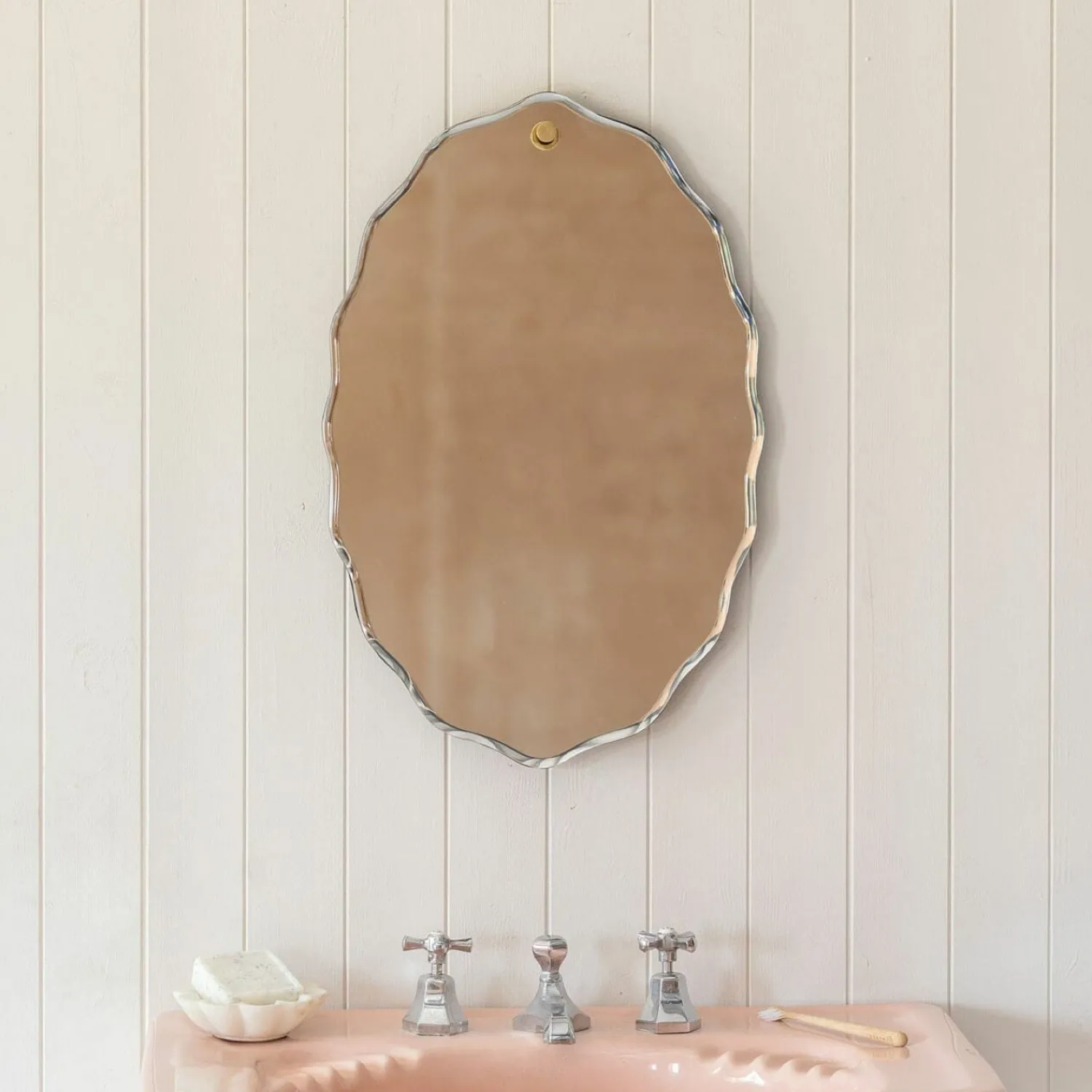 Graham & Green Durley Scalloped Oval Wall Mirror