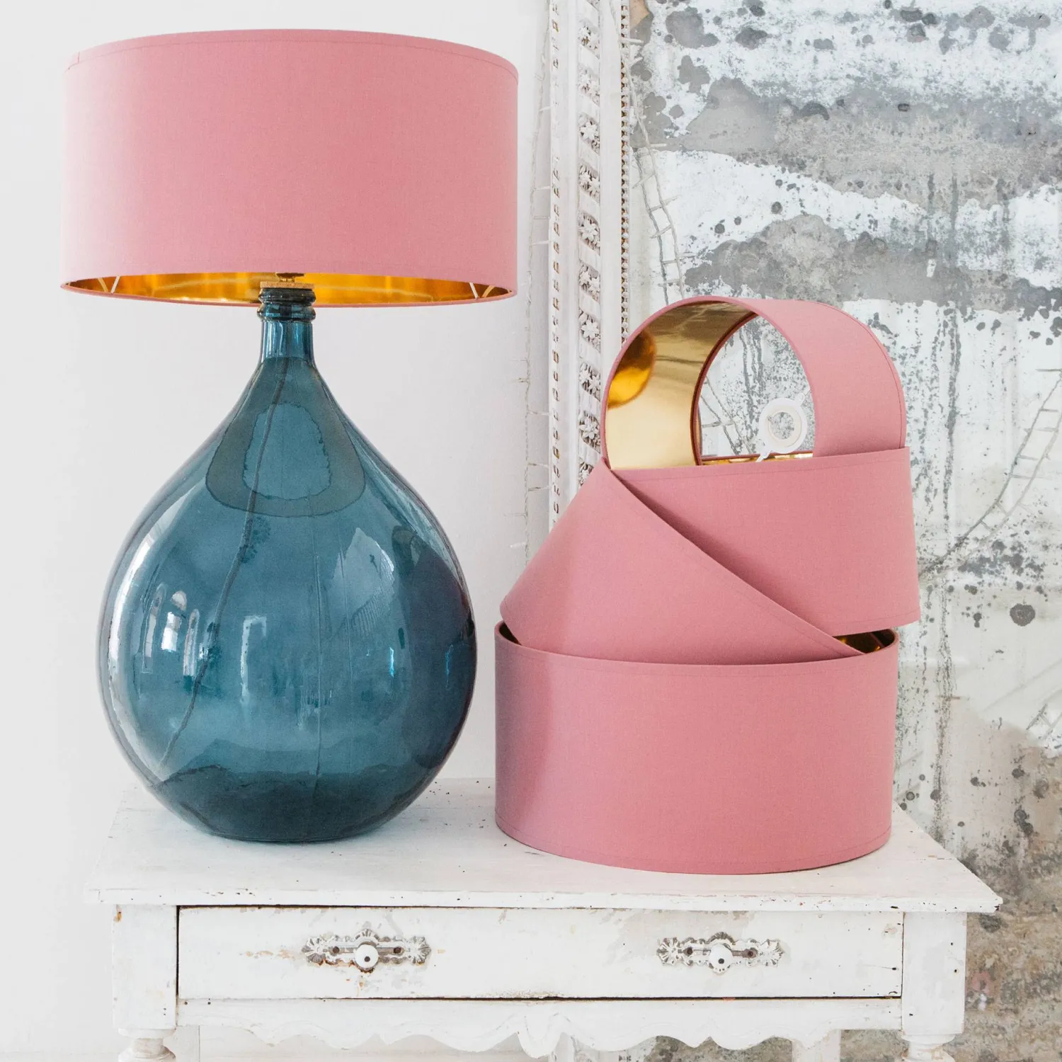 Graham & Green Dusky Rose Cotton Lamp Shades