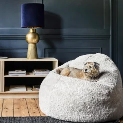 Graham & Green Eggshell Curly Sheepskin Beanbag