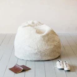 Graham & Green Eggshell Curly Sheepskin Beanbag