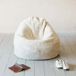 Graham & Green Eggshell Curly Sheepskin Beanbag