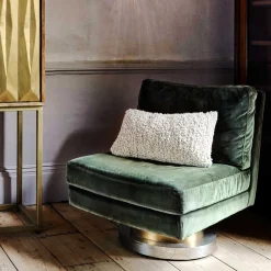 Graham & Green Eggshell Curly Sheepskin Rectangular Cushion