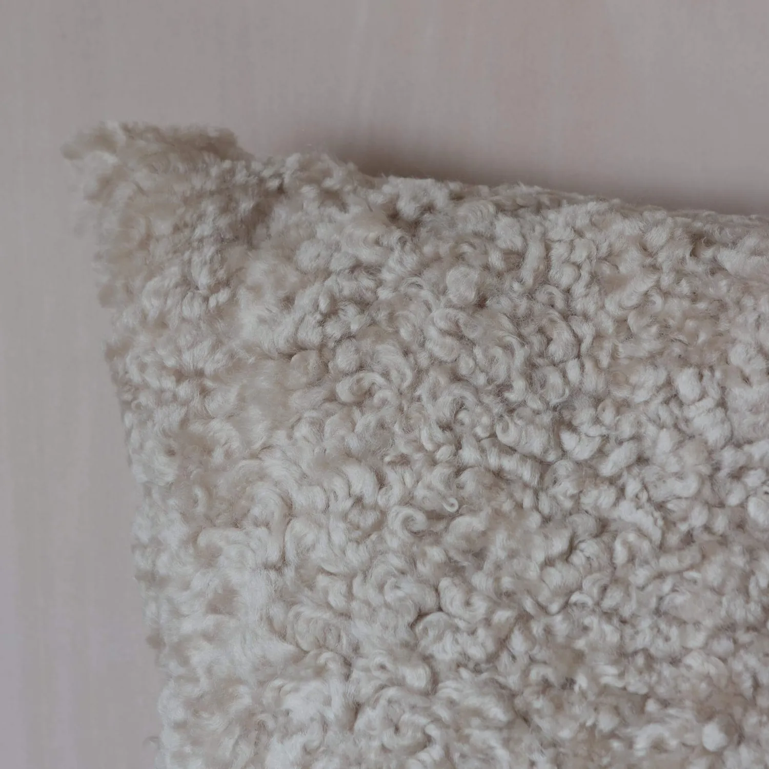 Graham & Green Eggshell Curly Square Sheepskin Cushion