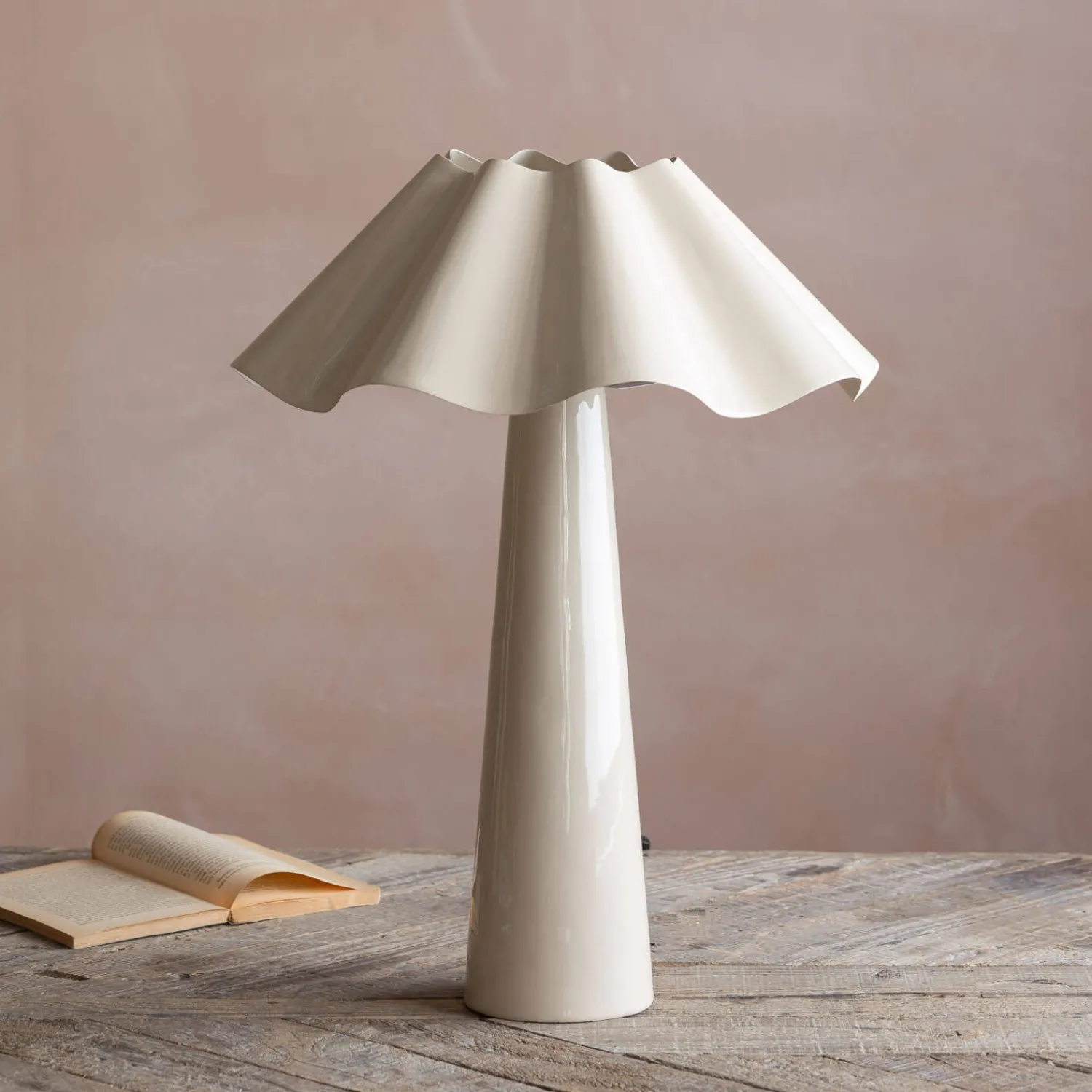 Graham & Green Eldon Ivory Enamel Table Lamp Large