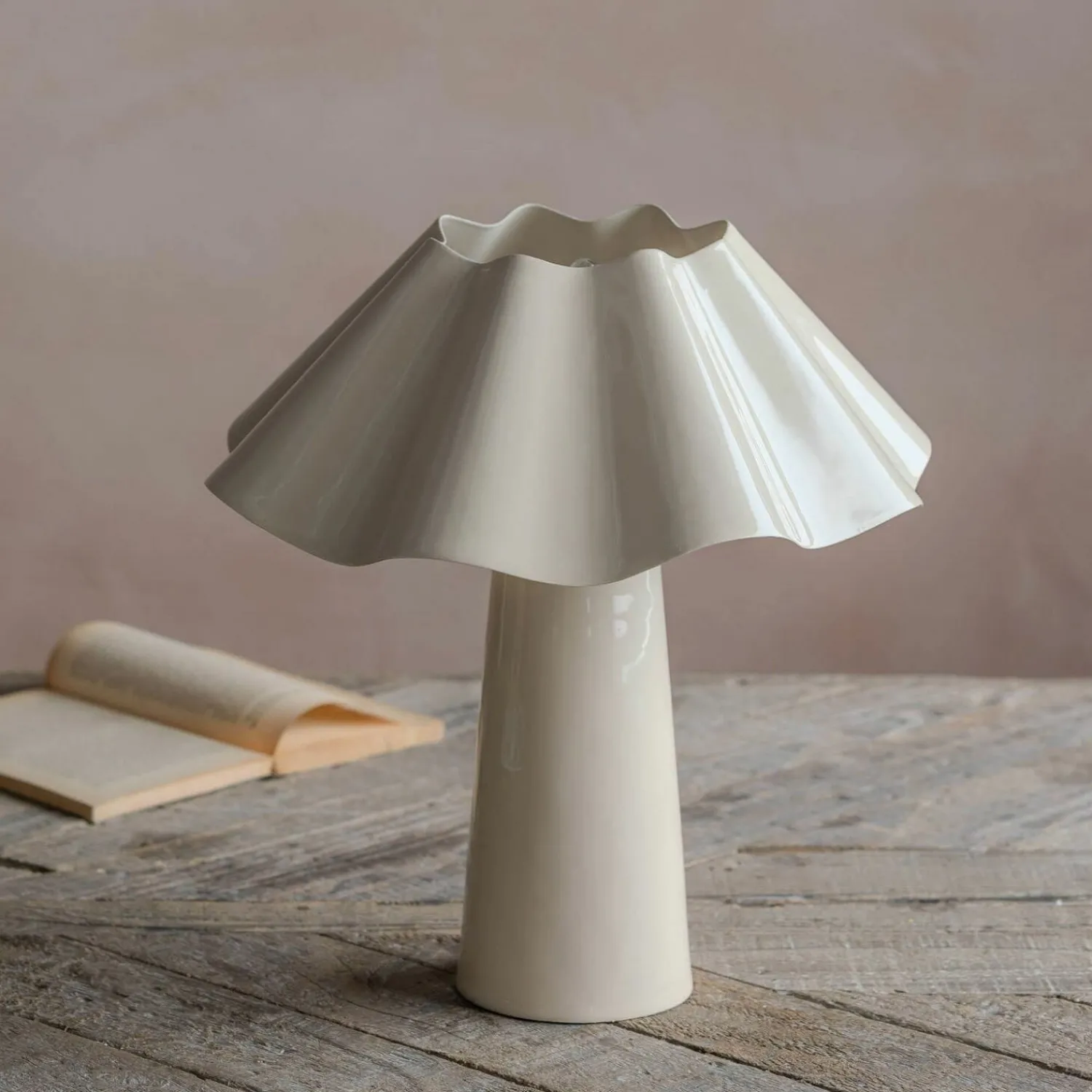 Graham & Green Eldon Ivory Enamel Table Lamp Small