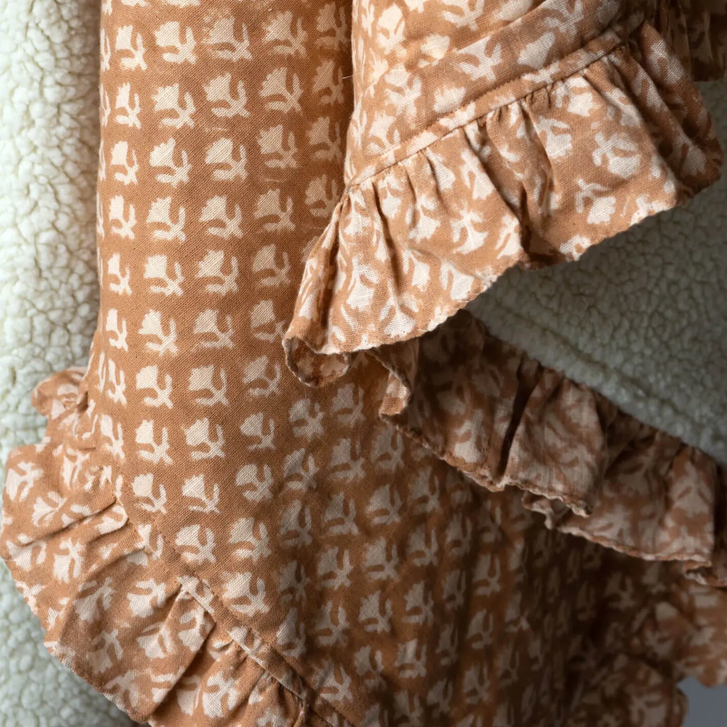 Graham & Green Eliza Floral Block Printed Sherpa Throw