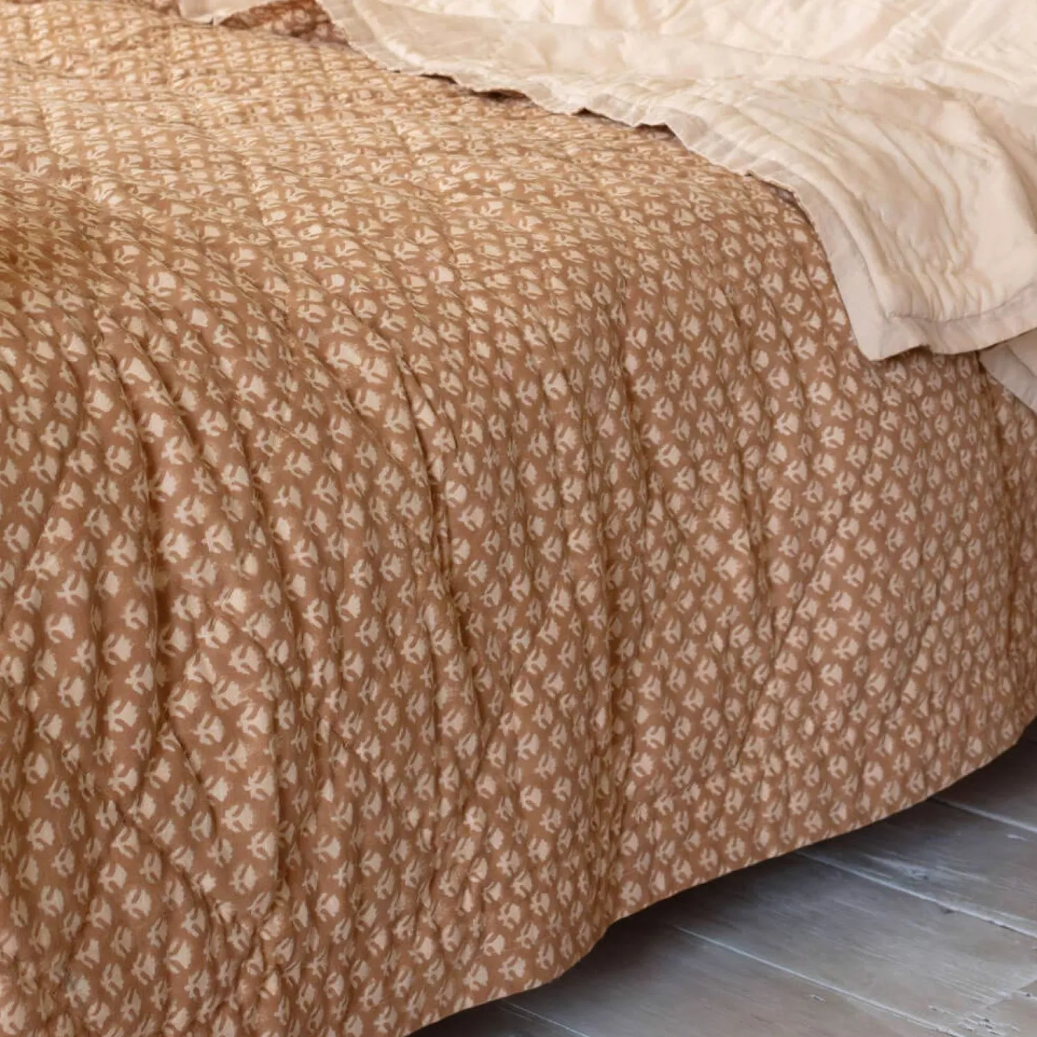 Graham & Green Eliza Floral Block Printed Bed Quilt