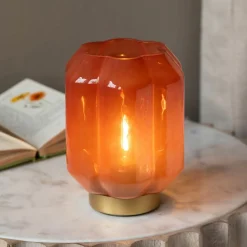 Graham & Green Emaline Small Red and Gold LED Table Lamp