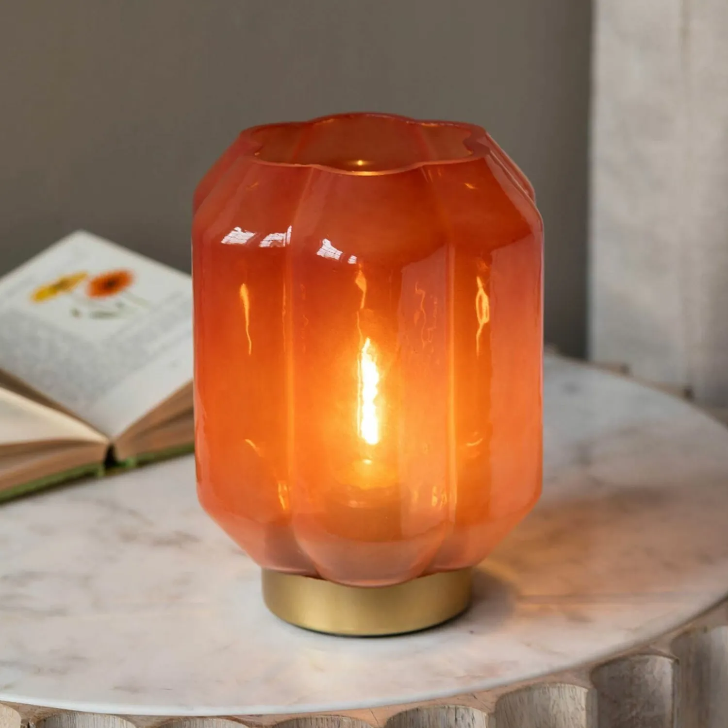 Graham & Green Emaline Small Red and Gold LED Table Lamp