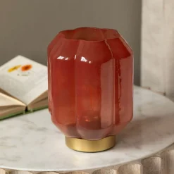 Graham & Green Emaline Small Red and Gold LED Table Lamp