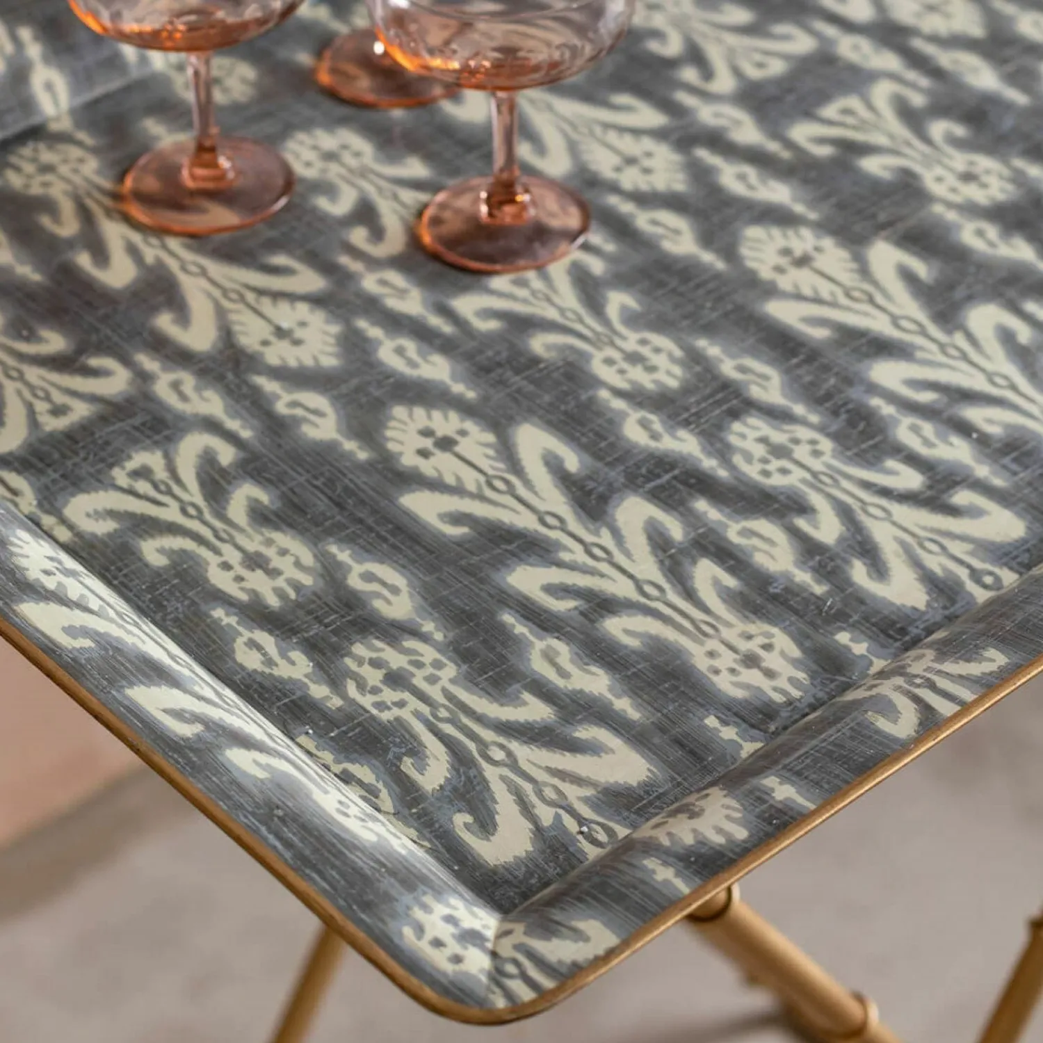 Graham & Green Emery Grey Ikat Tray Table