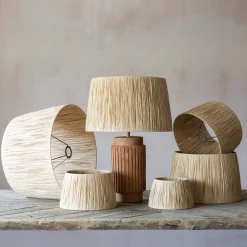Graham & Green Empire Natural Raffia Retro Lamp Shades