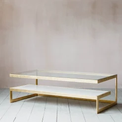 Graham & Green Estere Gold and Marble Coffee Table