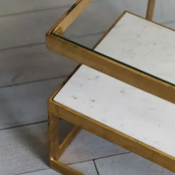 Graham & Green Estere Gold and Marble Side Table