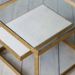 Graham & Green Estere Gold and Marble Side Table