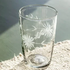 Graham & Green Etched Floral Glass Tumbler