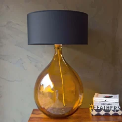 Graham & Green Extra Large Round Amber Glass Lamp