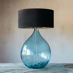 Graham & Green Extra Large Round Light Blue Glass Lamp