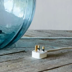 Graham & Green Extra Large Round Light Blue Glass Lamp