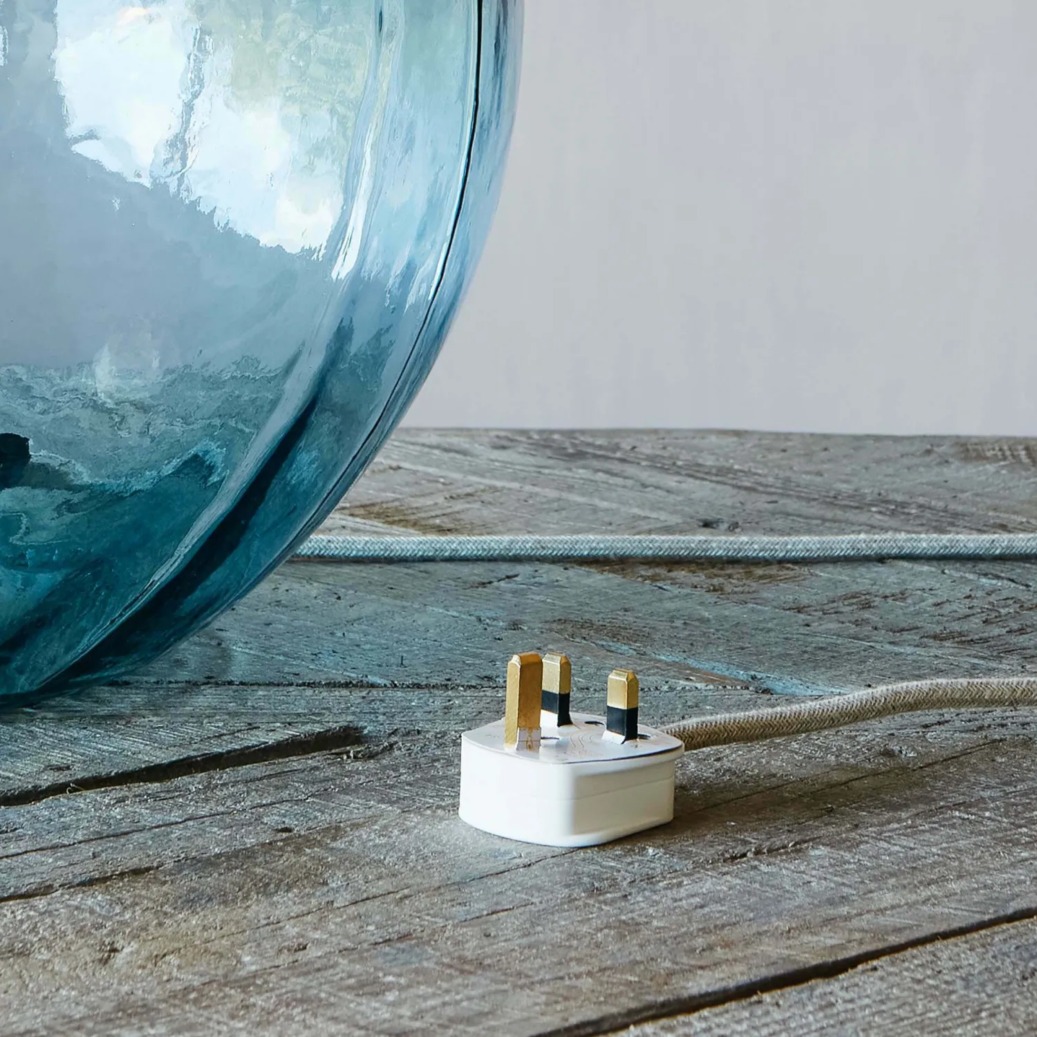 Graham & Green Extra Large Round Light Blue Glass Lamp