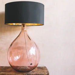 Graham & Green Extra Large Round Pink Glass Lamp