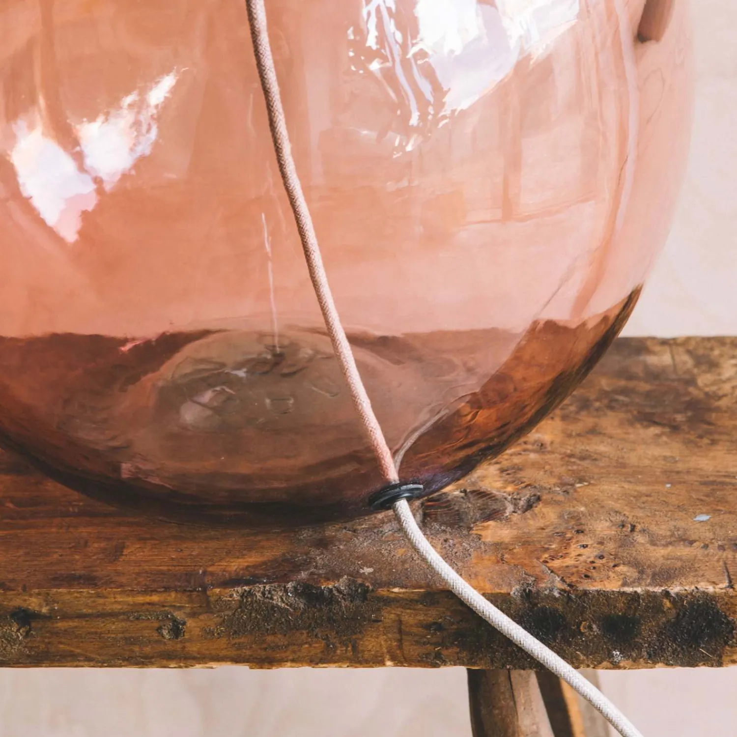 Graham & Green Extra Large Round Pink Glass Lamp