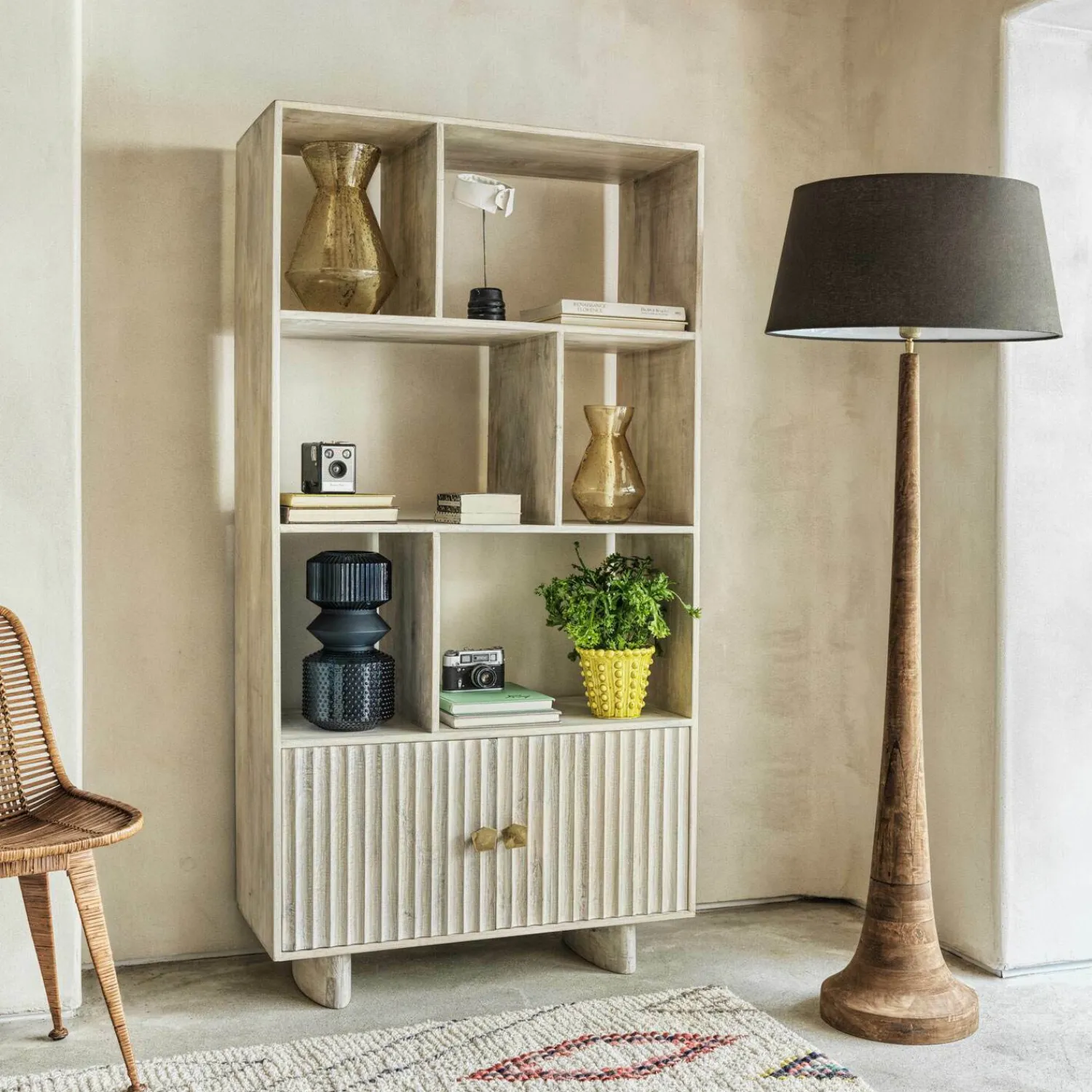 Graham & Green Farly Wood Floor Lamp with Shade