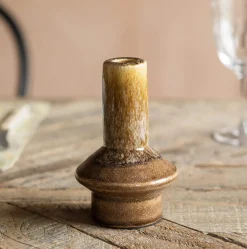 Graham & Green Felix Small Olive Ceramic Candle Holder