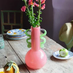 Graham & Green Fiesta Pink and Green Vase