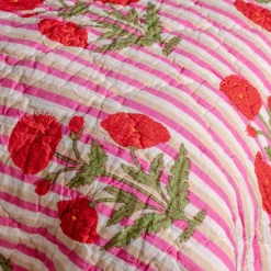 Graham & Green Floral and Pink Stripe Reversible King Size Quilt