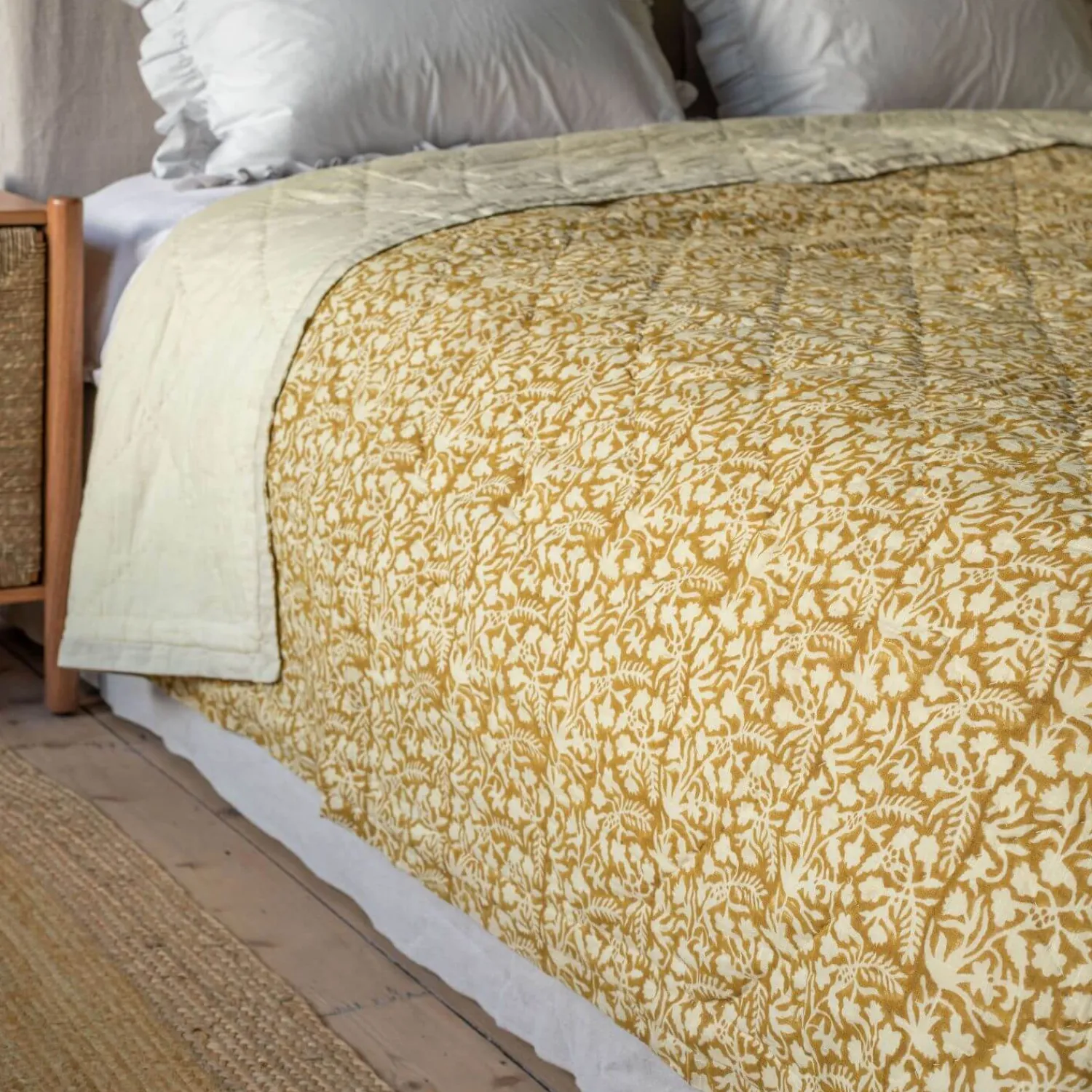 Graham & Green Floral Block Printed Quilts