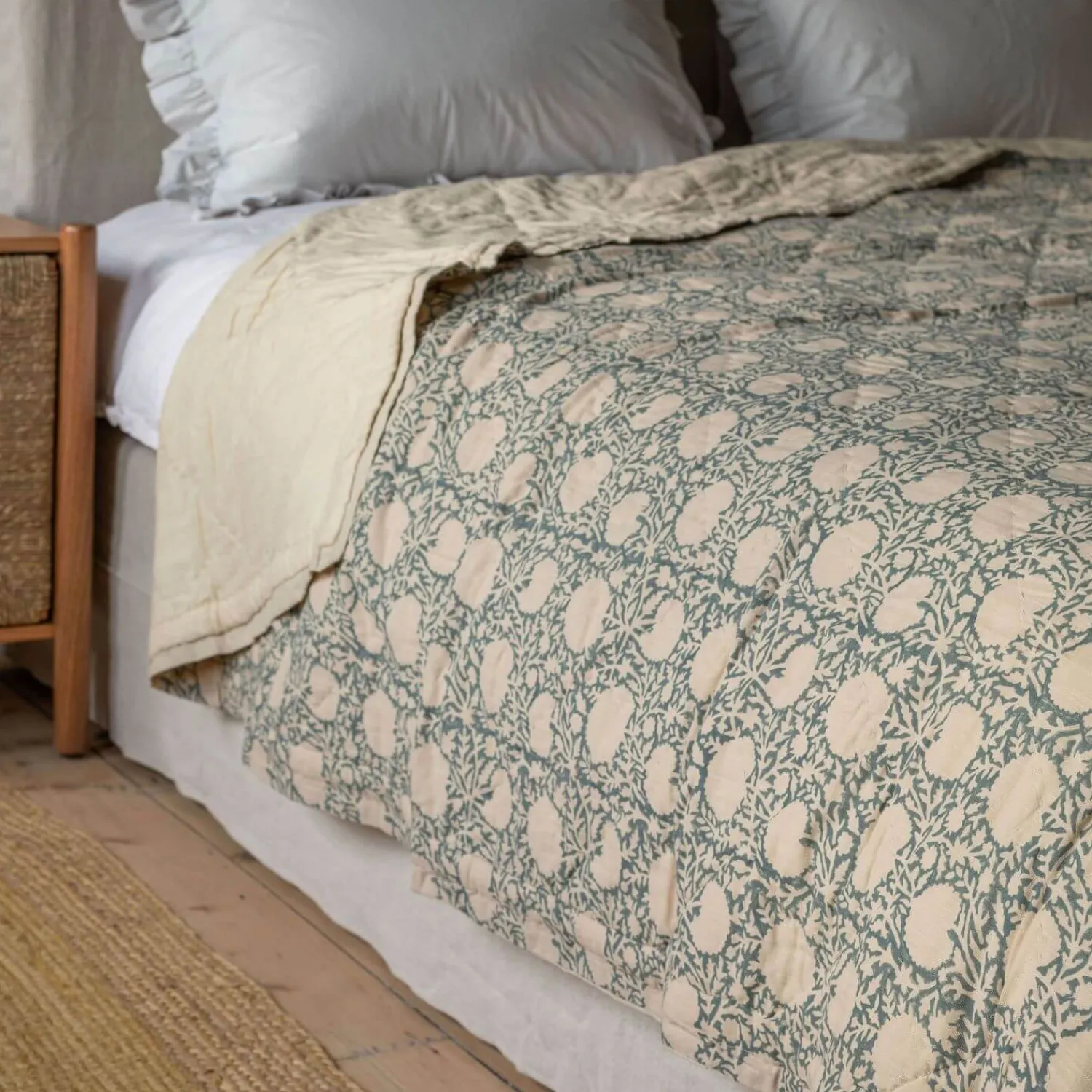 Graham & Green Floral Block Printed Quilts