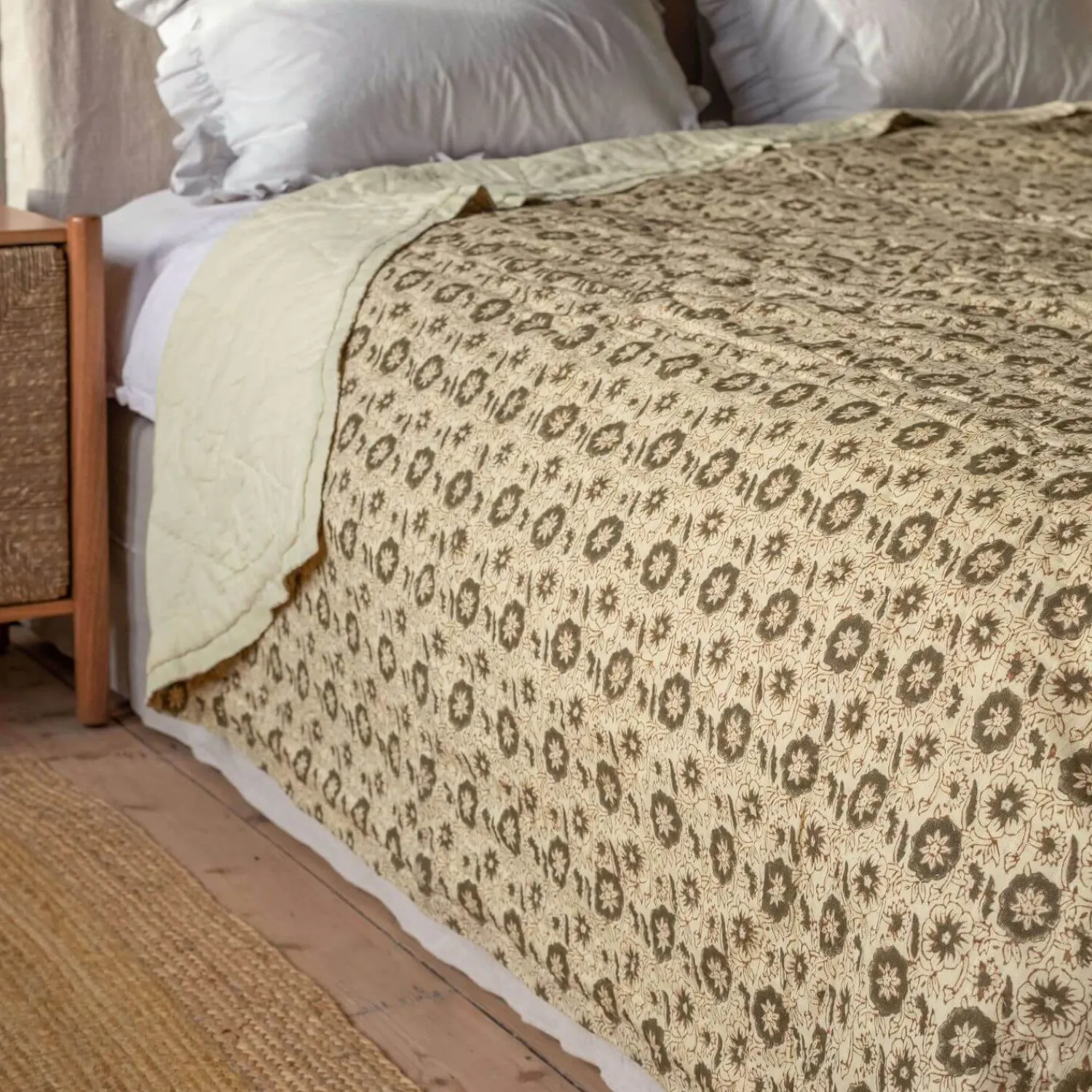 Graham & Green Floral Block Printed Quilts
