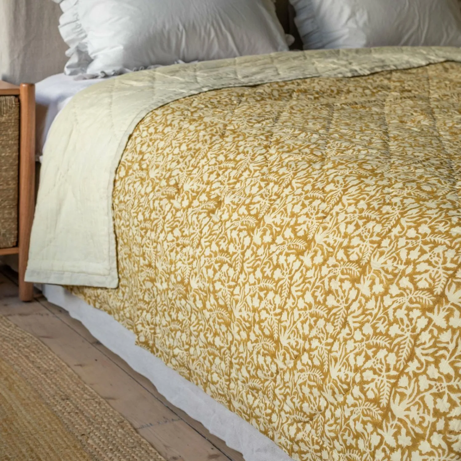 Graham & Green Floral Block Printed Quilts