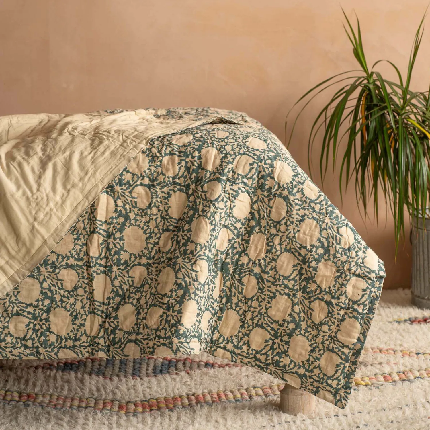 Graham & Green Floral Block Printed Quilts