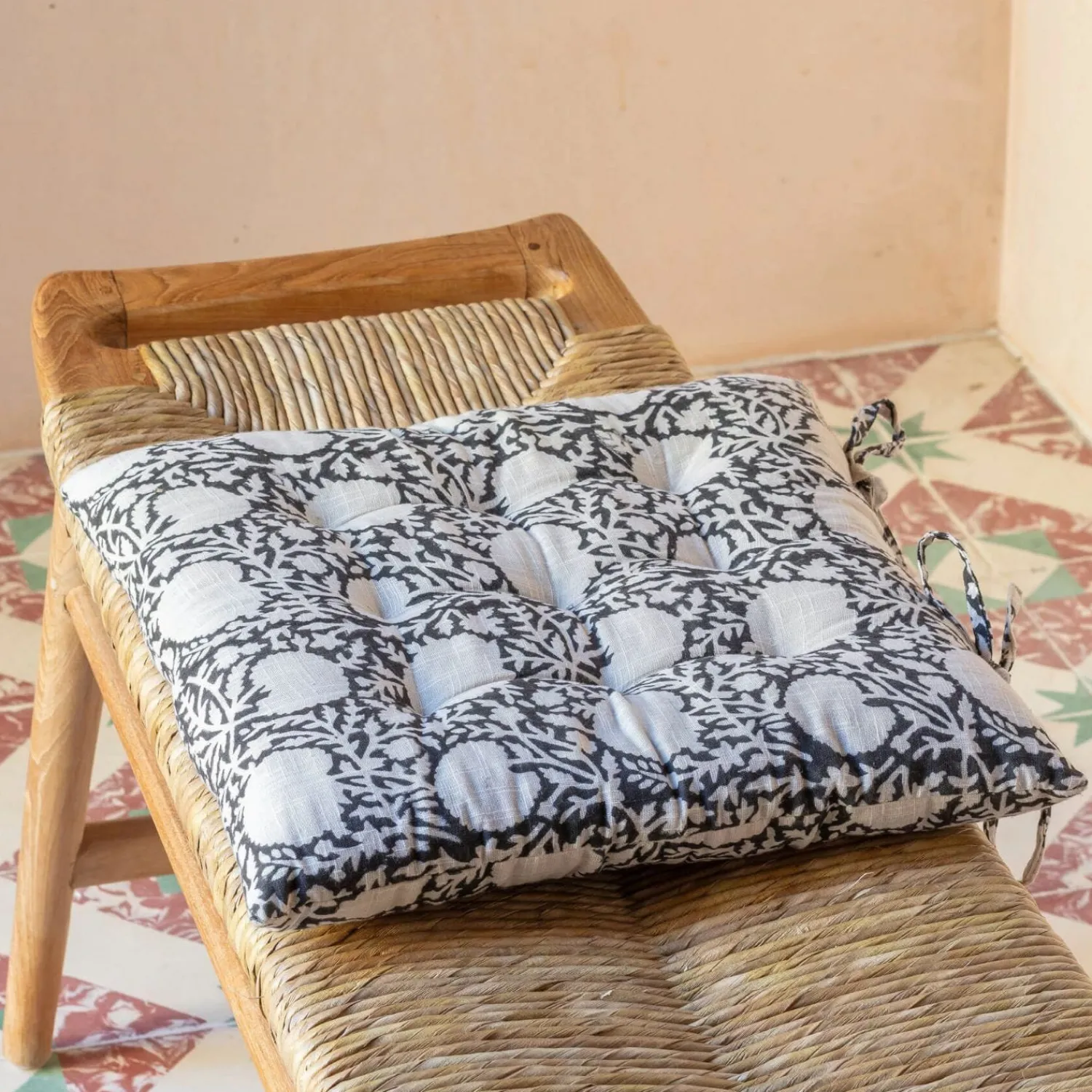 Graham & Green Floral Block Printed Seat Pads
