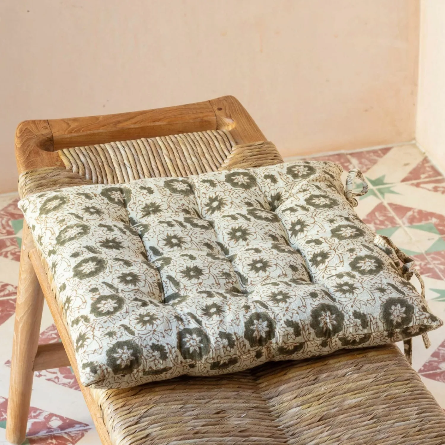 Graham & Green Floral Block Printed Seat Pads