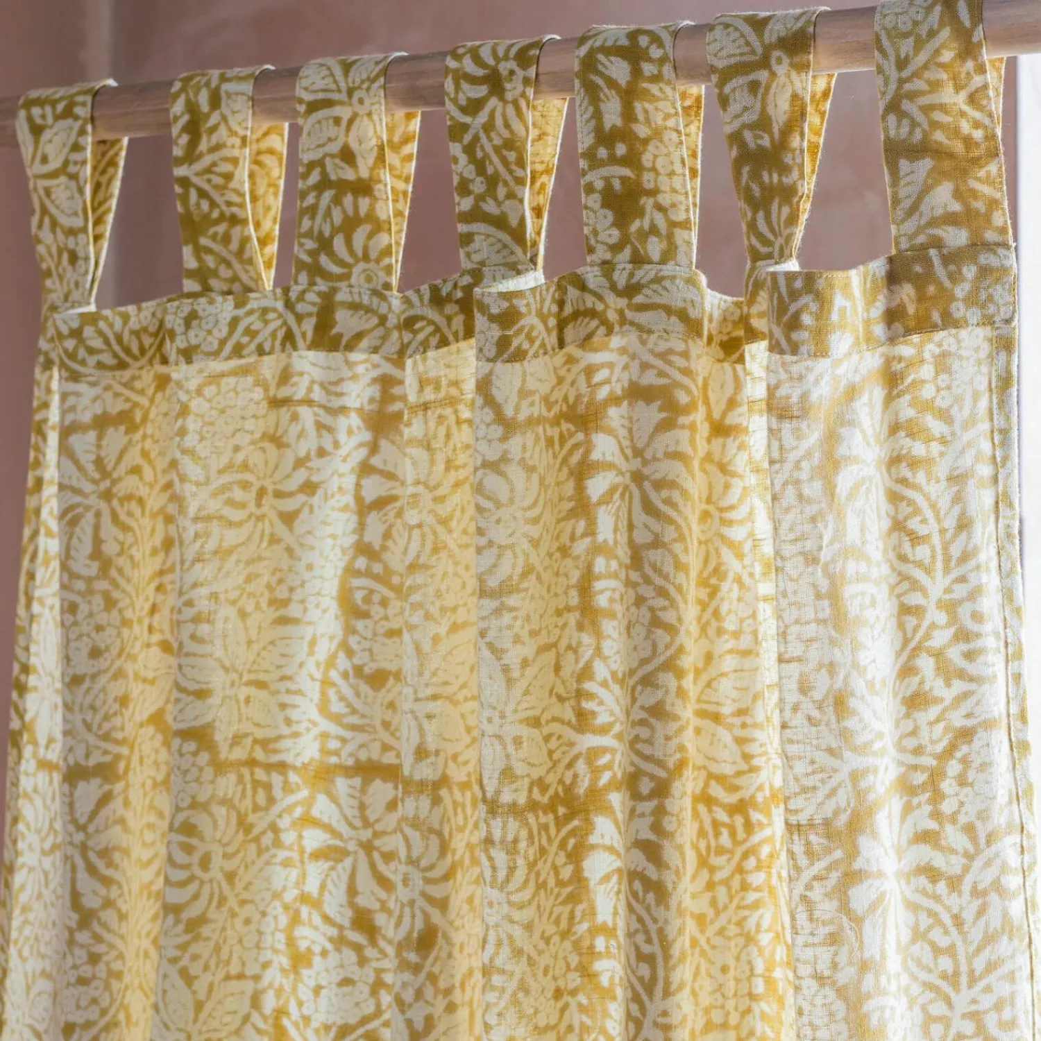 Graham & Green Floral Block Printed Single Curtains