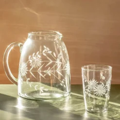Graham & Green Floral Etched Glass Jug