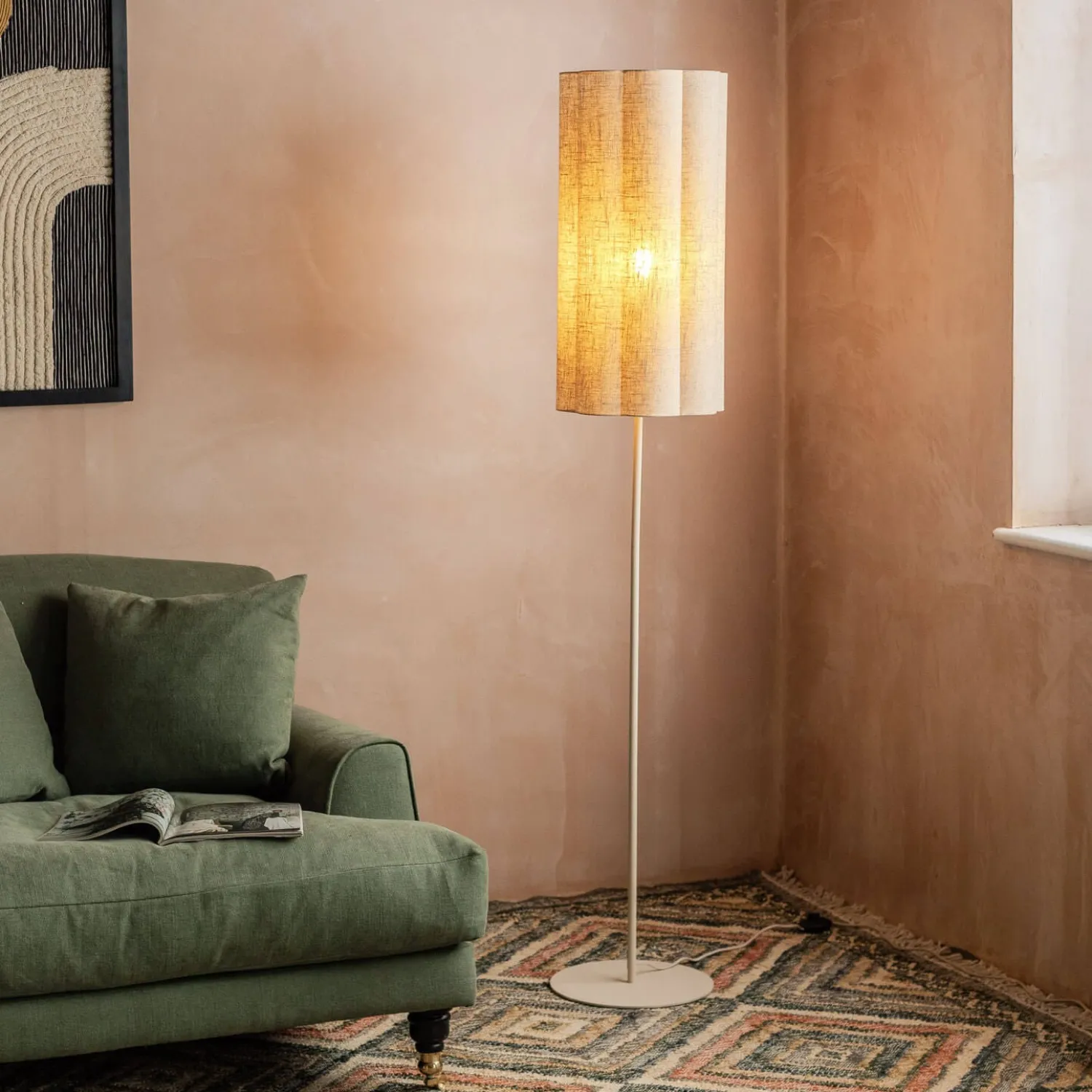 Graham & Green Fluted Fabric Floor Lamp