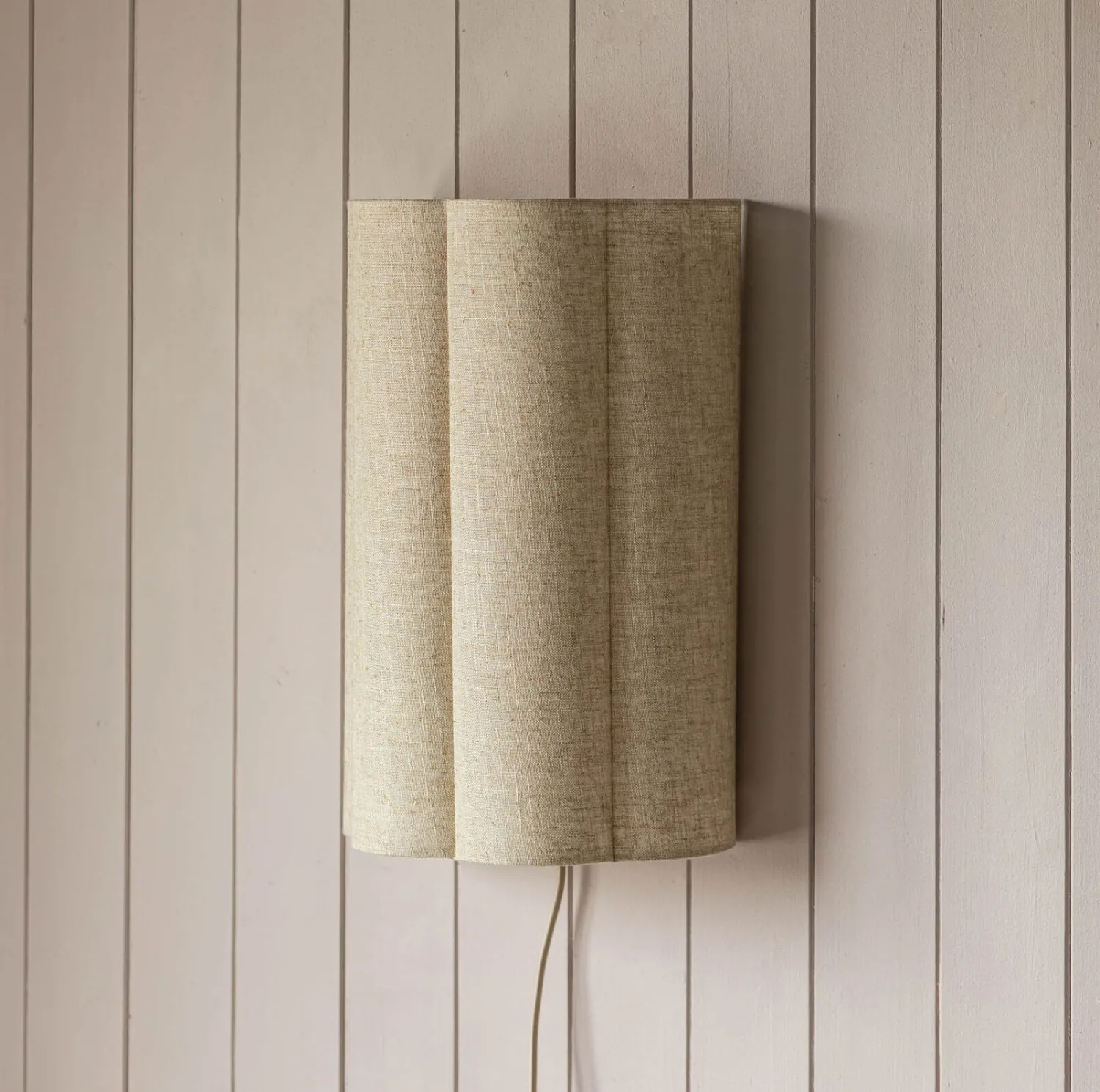 Graham & Green Fluted Natural Linen Wall Lamp