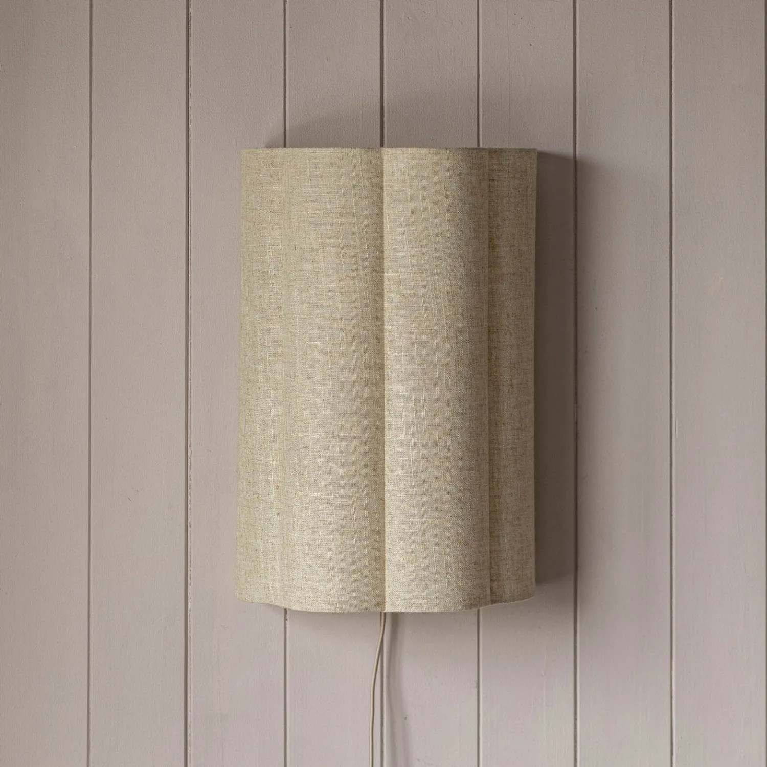 Graham & Green Fluted Natural Linen Wall Lamp