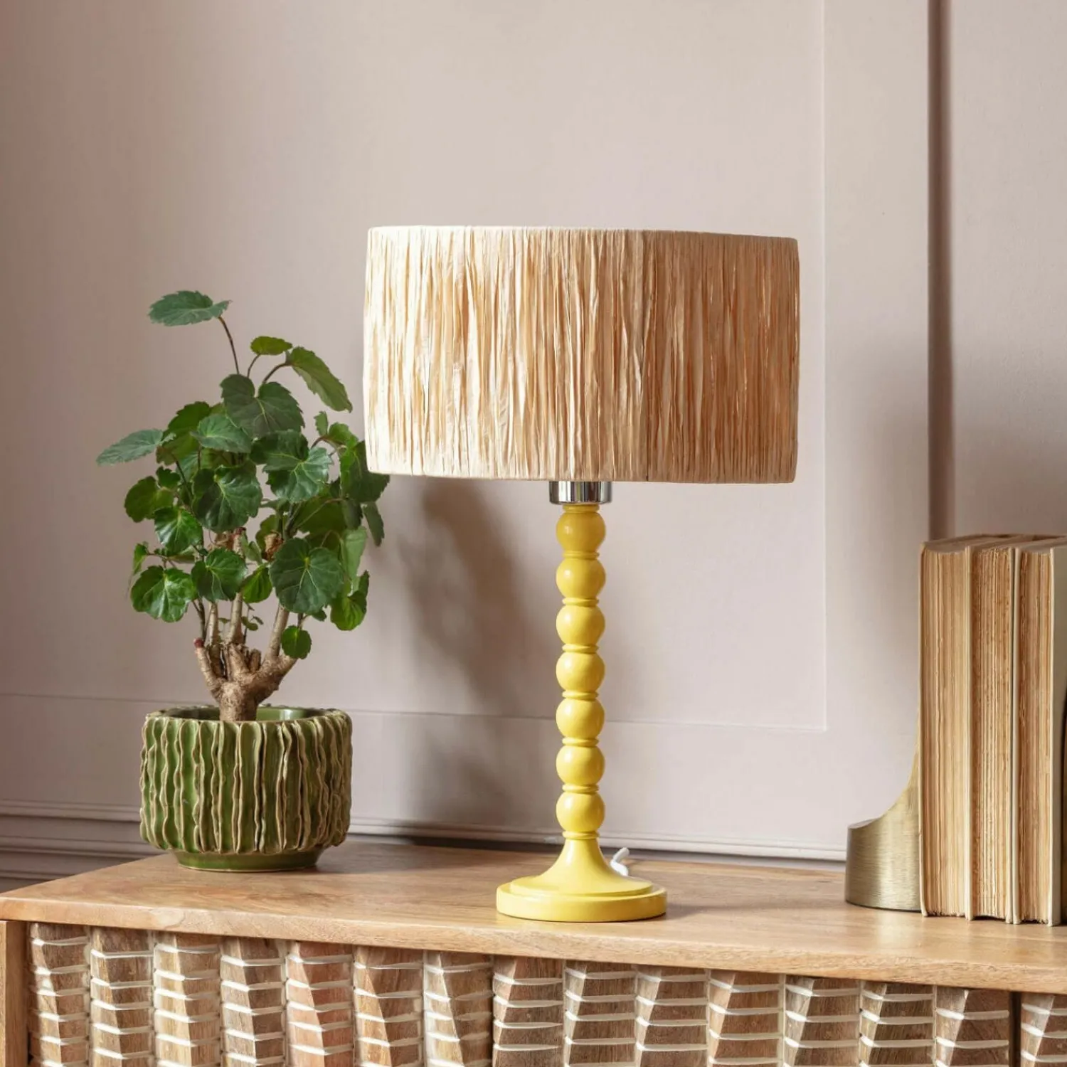 Graham & Green Freya Yellow Table Lamp
