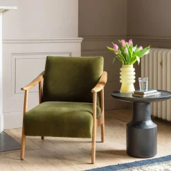 Graham & Green Gabe Olive Velvet Armchair
