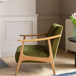 Graham & Green Gabe Olive Velvet Armchair