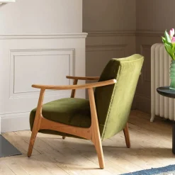 Graham & Green Gabe Olive Velvet Armchair